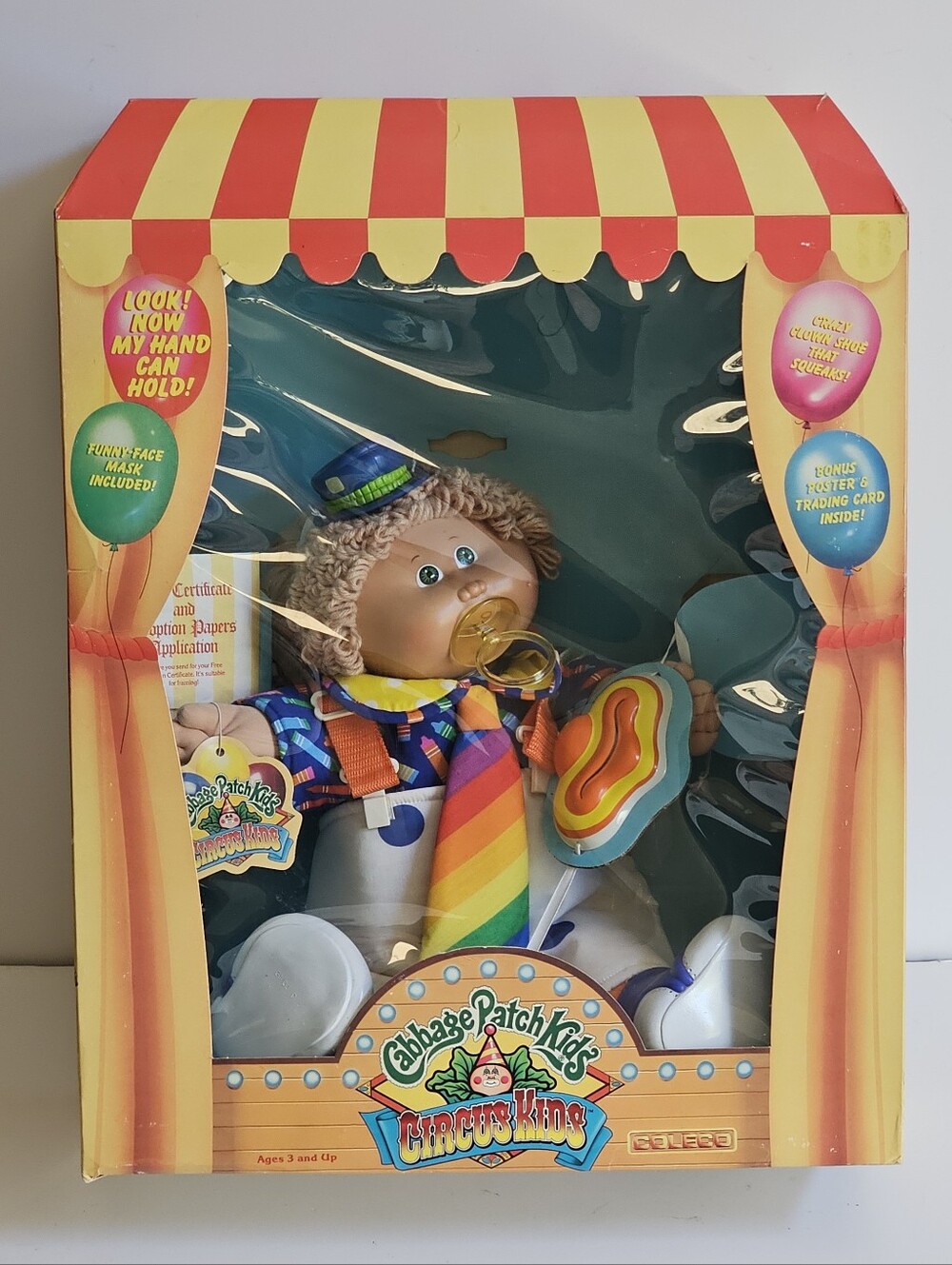 Rare 1985 Dark Blonde/Green Eye Cabbage Patch Kids Circus Kid CPK Coleco NEW